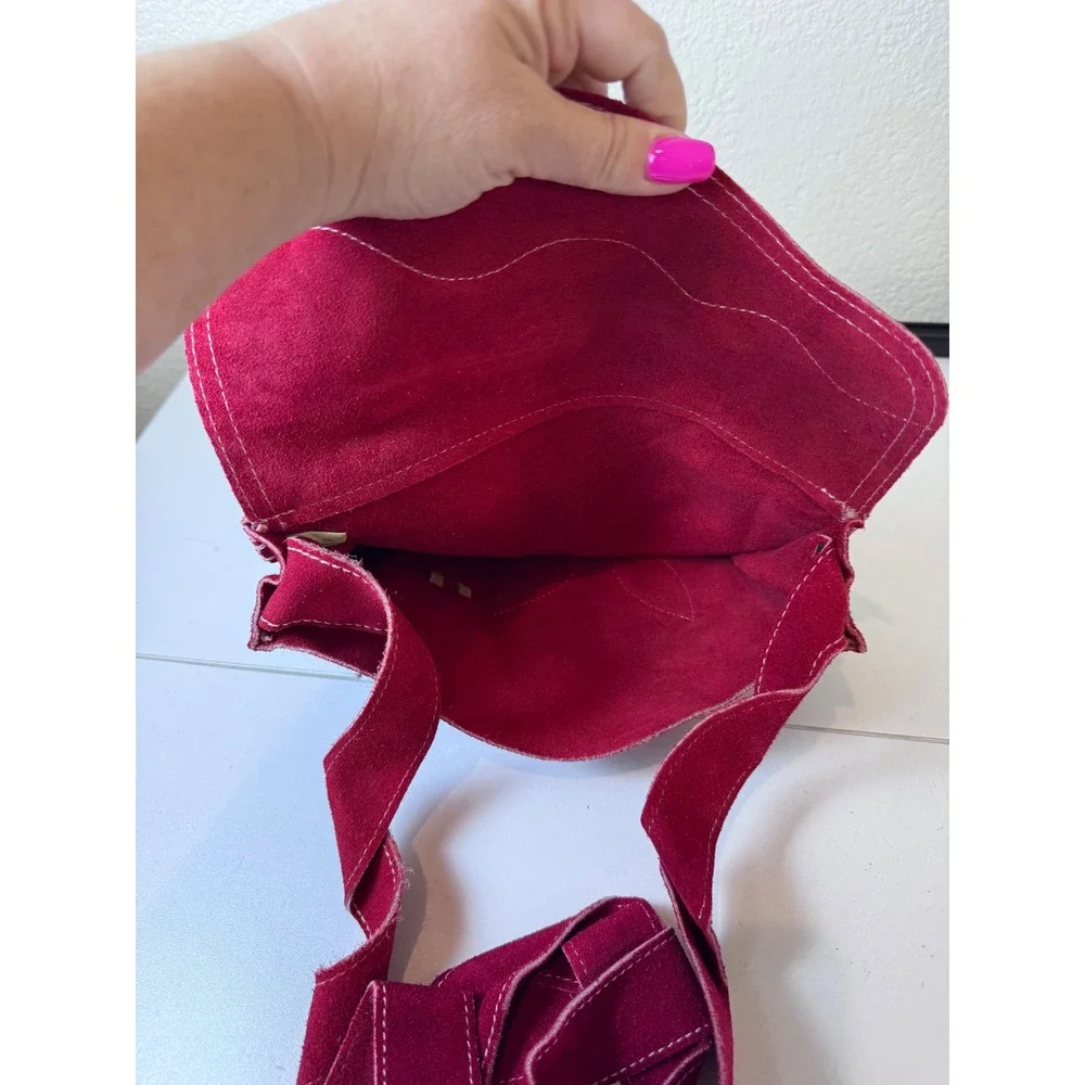 Y2K Vintage‎ Suede Crossbody Bag Women Floral Patchwork Boho Indie Cottagecore